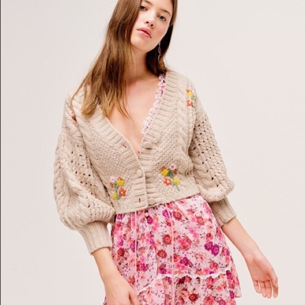For Love and Lemons Amaryllis Cropped Cardigan